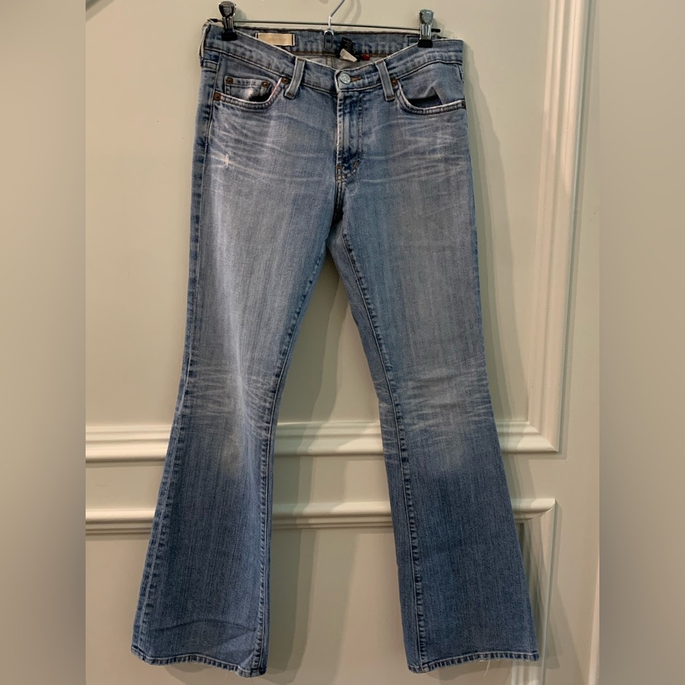 Red Engine Flare Jean Light Wash Mid Rise Denim 29 X 30.5 Y2K